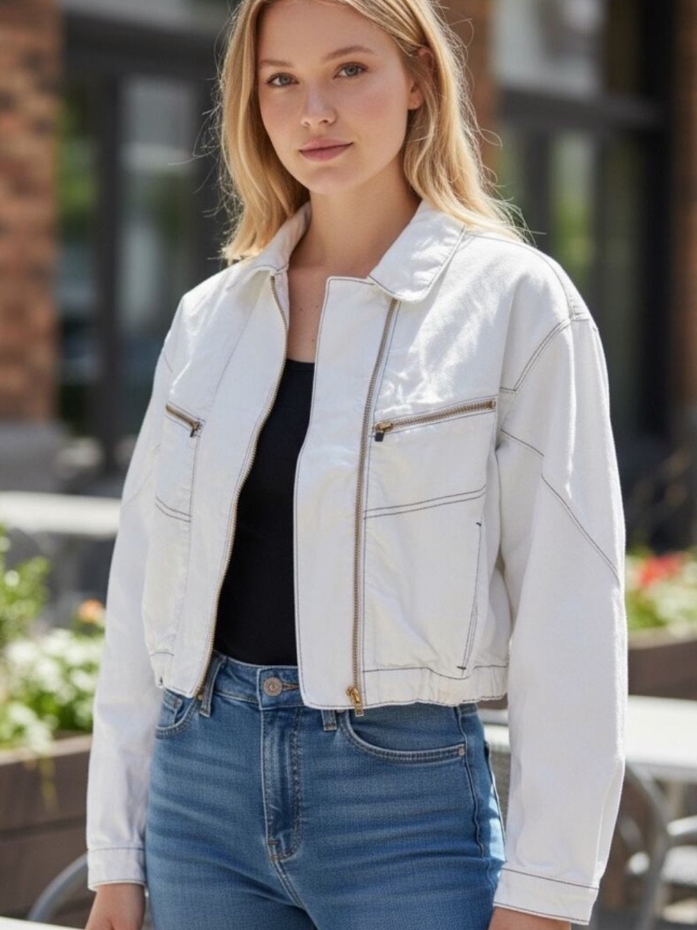 NEW Free People We The Free Urban Denim Jacket Moto Sz XL